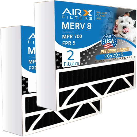 20x20x5 air filter odor eliminator carbon filter merv 8 comparable to mpr 700 & fpr 5 compatible with air bear 255649-103 2 pack by airx filters wicked clean air.