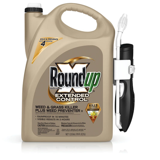 Roundup ready-to-use extended control weed & grass killer plus weed preventer ii with comfort wand, 1.33 gal.