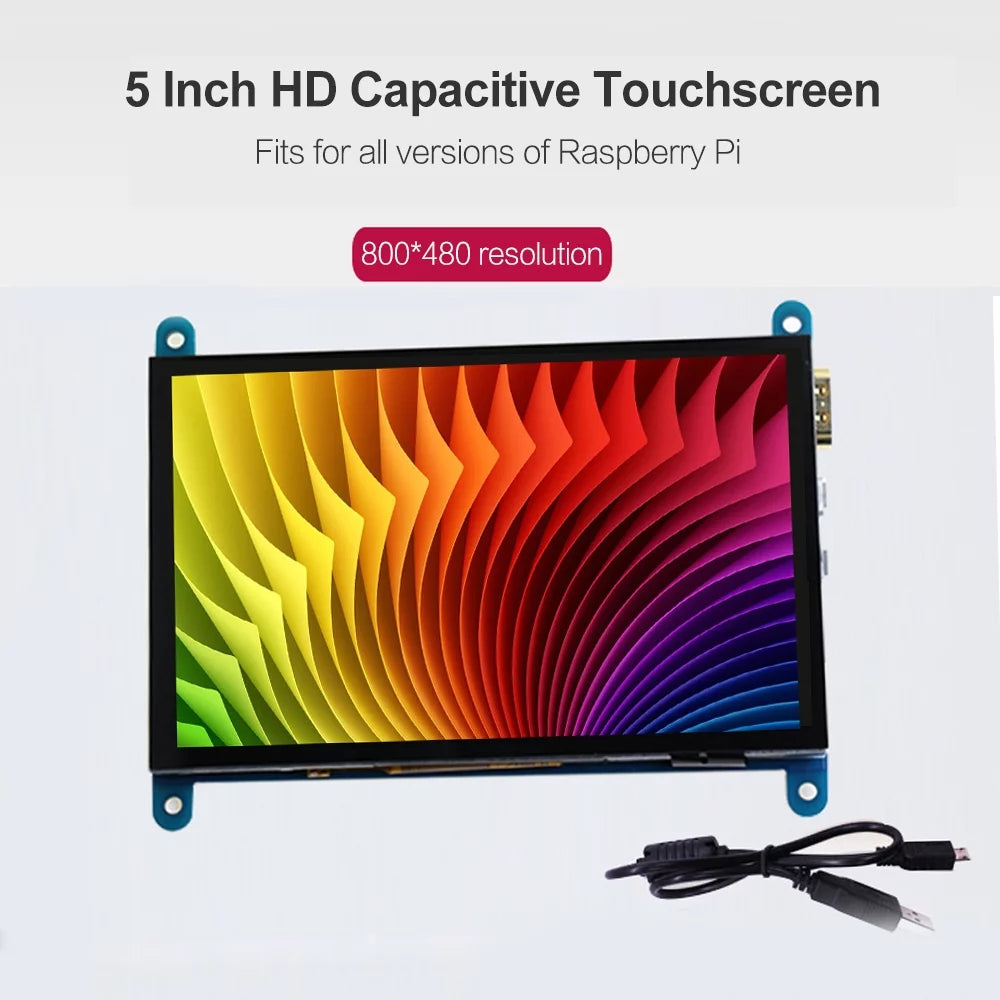 Cacagoo 5 inch hd capacitive touchscreen display 800*480 resolution small portable monitor with usb hd interface compatible with raspberry pi educational tool