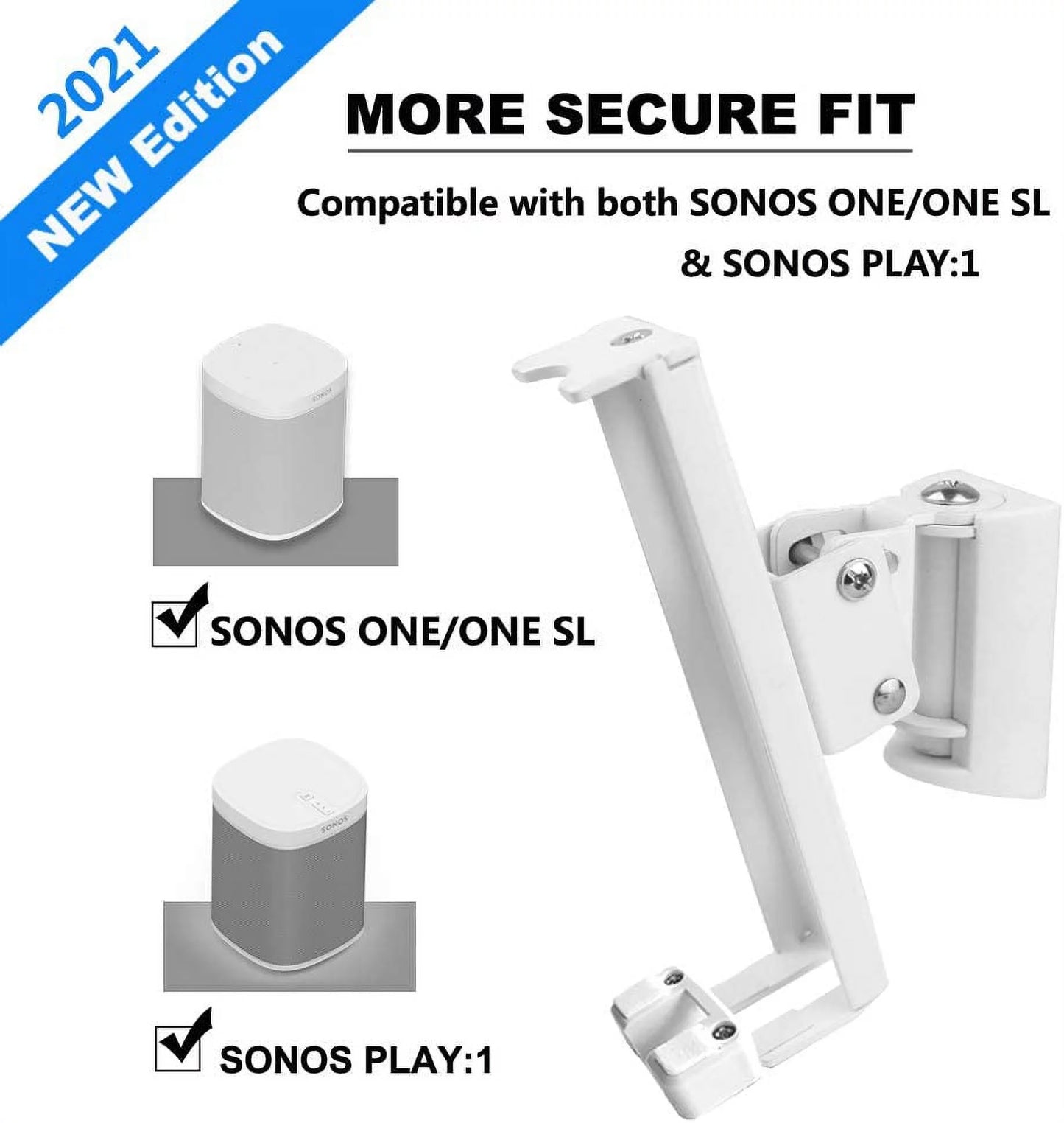 Wall mounts bracket for sonos one/sonos one sl and sonos play 1 speaker (swivel and tilt,compatible with both sonos