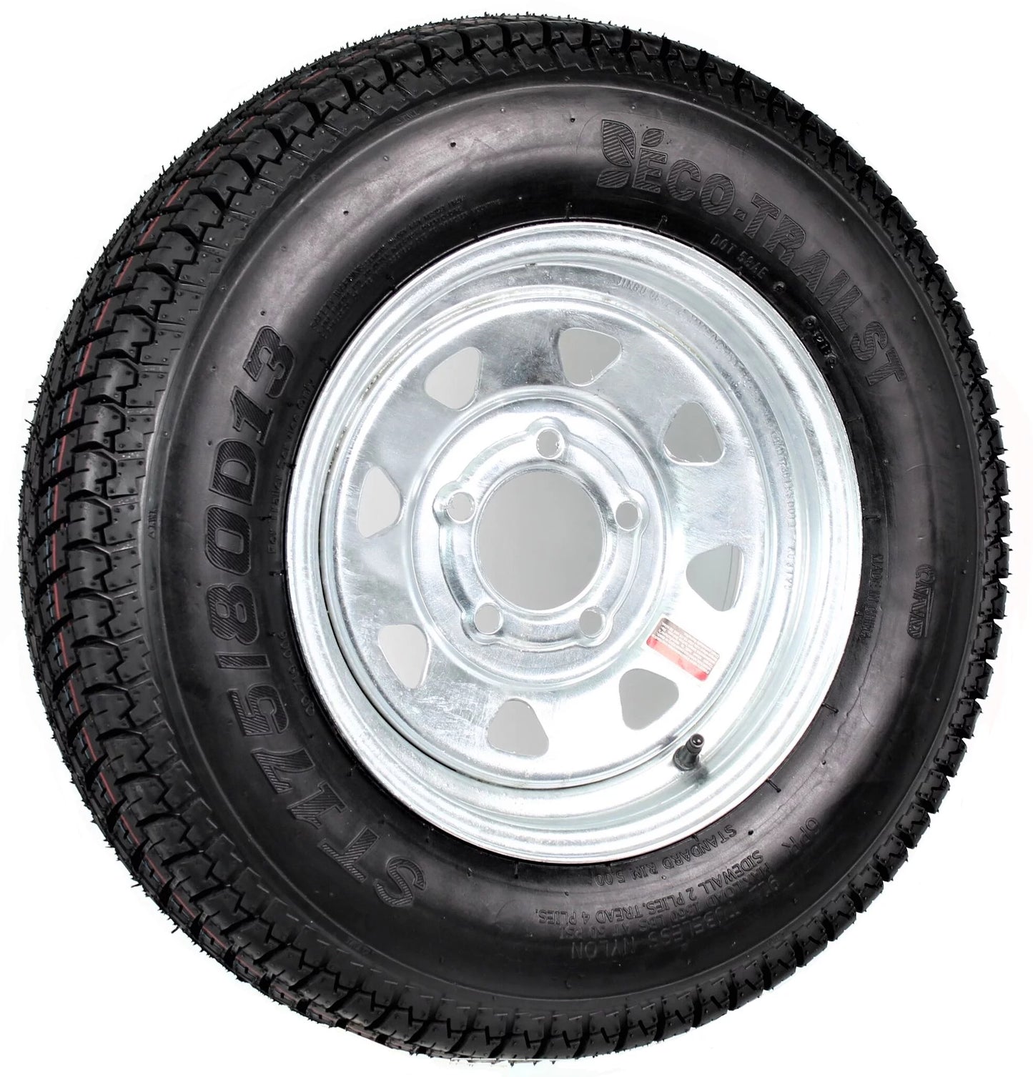 Trailer tire on rim st175/80d13 175/80 13 in. lrb 5 bolt galvanized spoke wheel