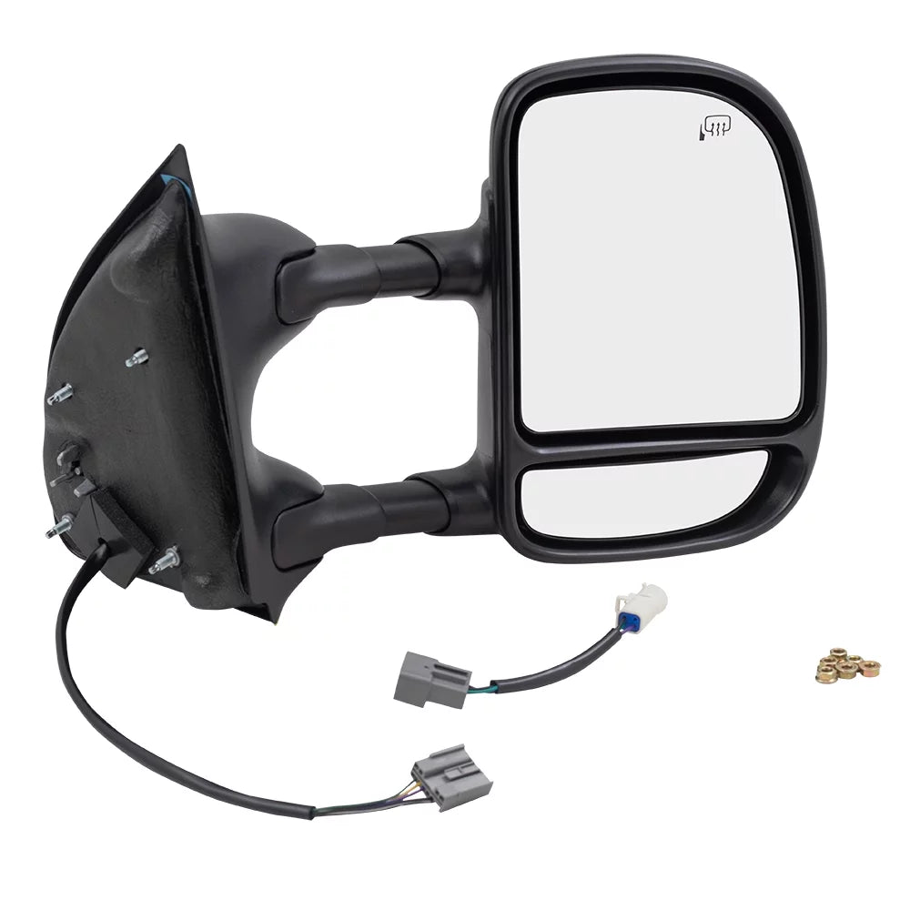 Brock replacement passengers telescopic tow power side view mirror heated compatible with 1999-2007 f250 f350 f450 super duty pickup truck 3c7z17682 eaa