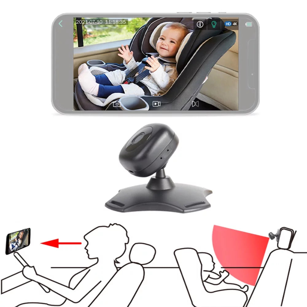 Anself wireless baby car mirror camera with 360° rotation and night vision - usb powered