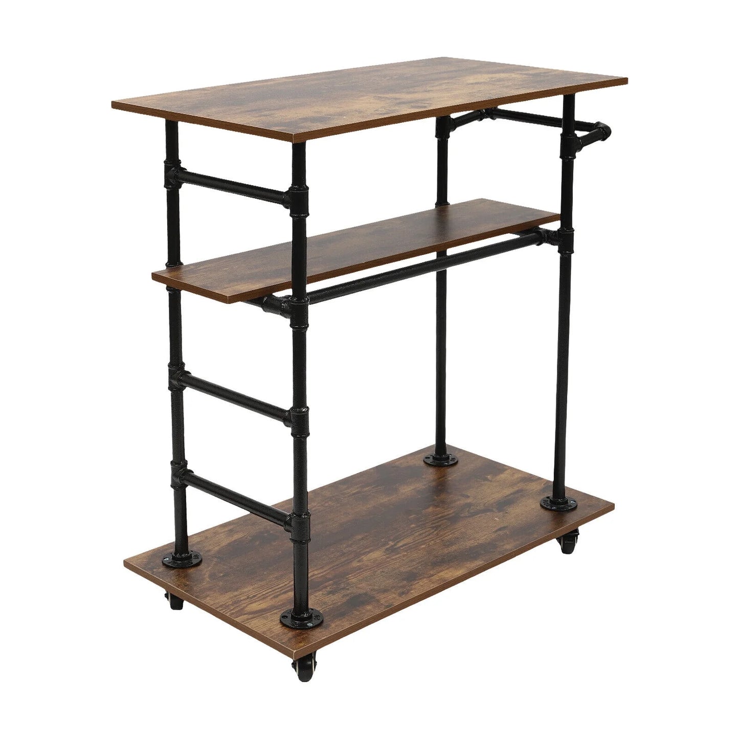 3 layers 31.5"l x17.7"w x39.4"h kitchen cart removable hooks w/ universal wheels