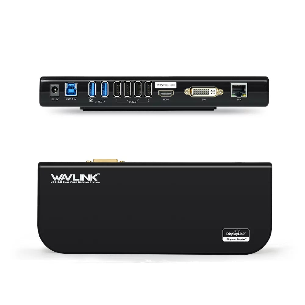 Wavlink usb 3.0 universal docking station, dual video monitor display dvi & hdmi & vga with gigabit ethernet, audio, 6 usb ports for laptop, ultrabook and pcs