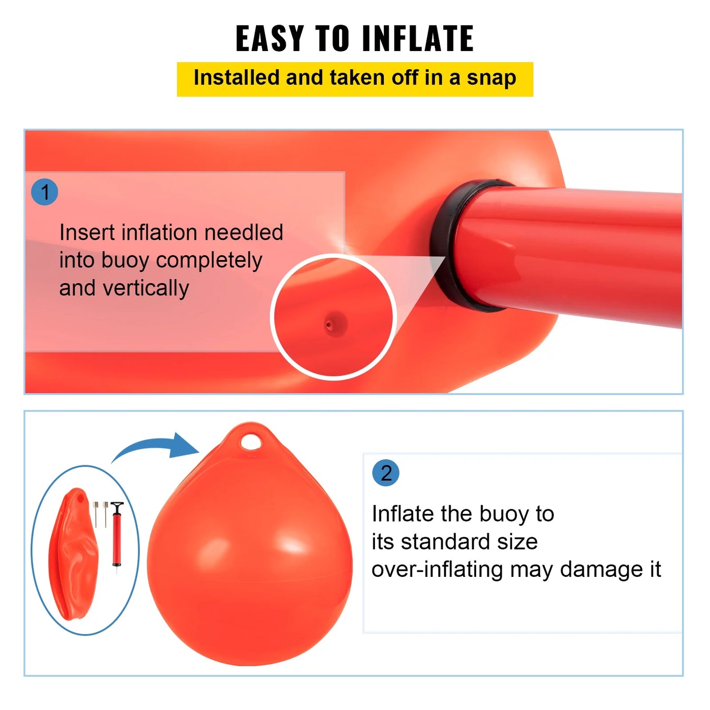 Bentism boat buoy ball, 27in diameter inflatable heavy-duty marine-grade vinyl marker buoy, round boat mooring buoy, anchoring, rafting, marking, fishing, orange