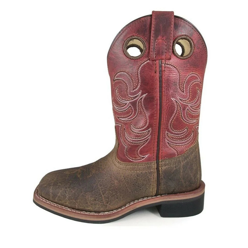 Smoky mountain boys' jesse western boot broad square toe brown 13 d(m) us