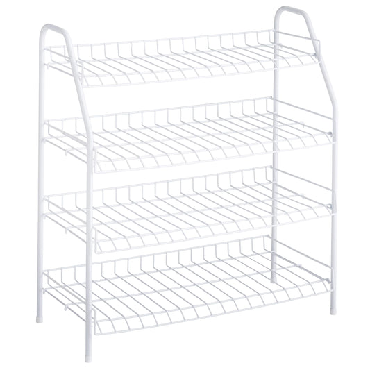 Rubbermaid freestanding 4-tier wire shelf shoe rack and organizer, white