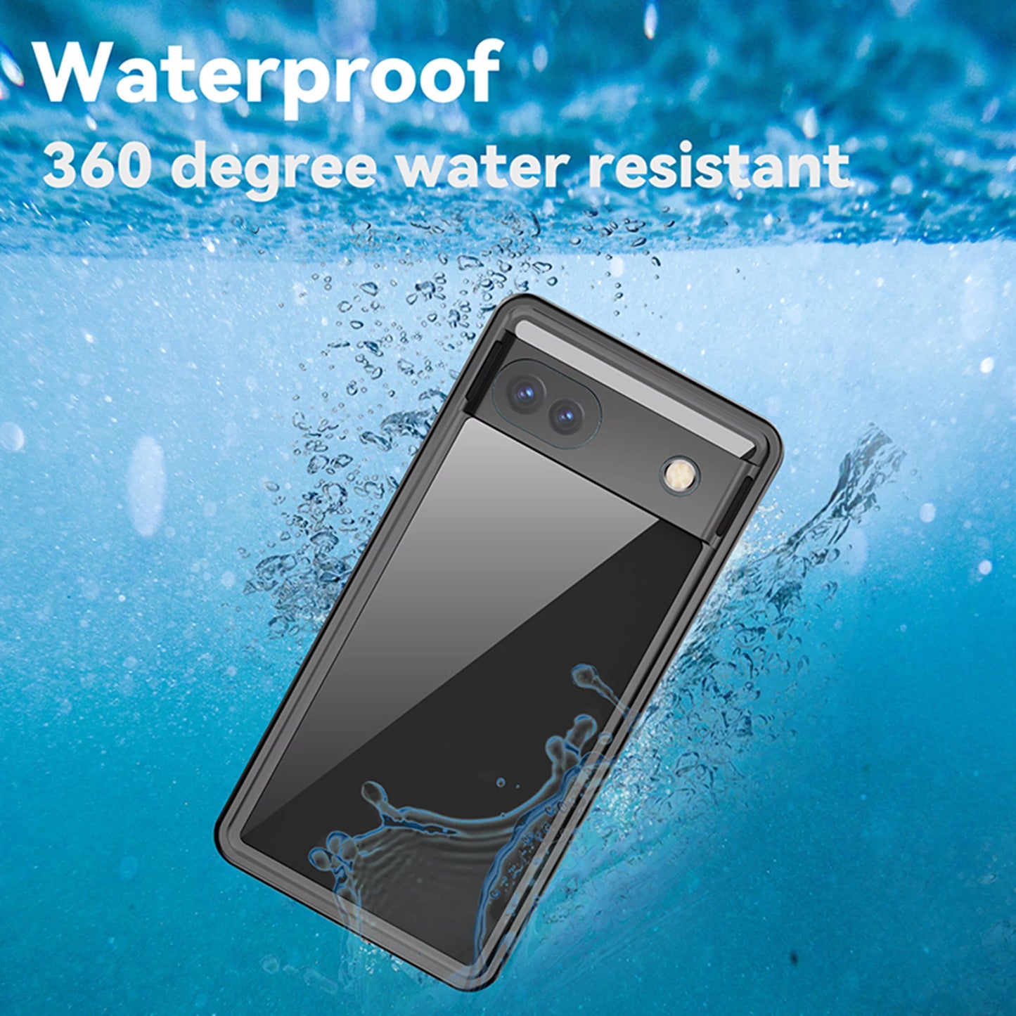 Waterproof case for google pixel 6a, built-in screen protector full body protection rugged case underwater dustproof drop protection cover for google pixel 6a