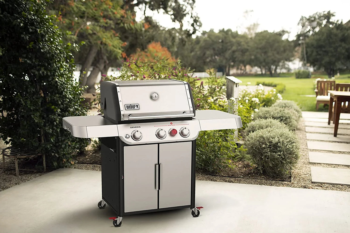 Weber genesis smart sx-325s 3-burner natural gas grill in stainless steel with smart technology