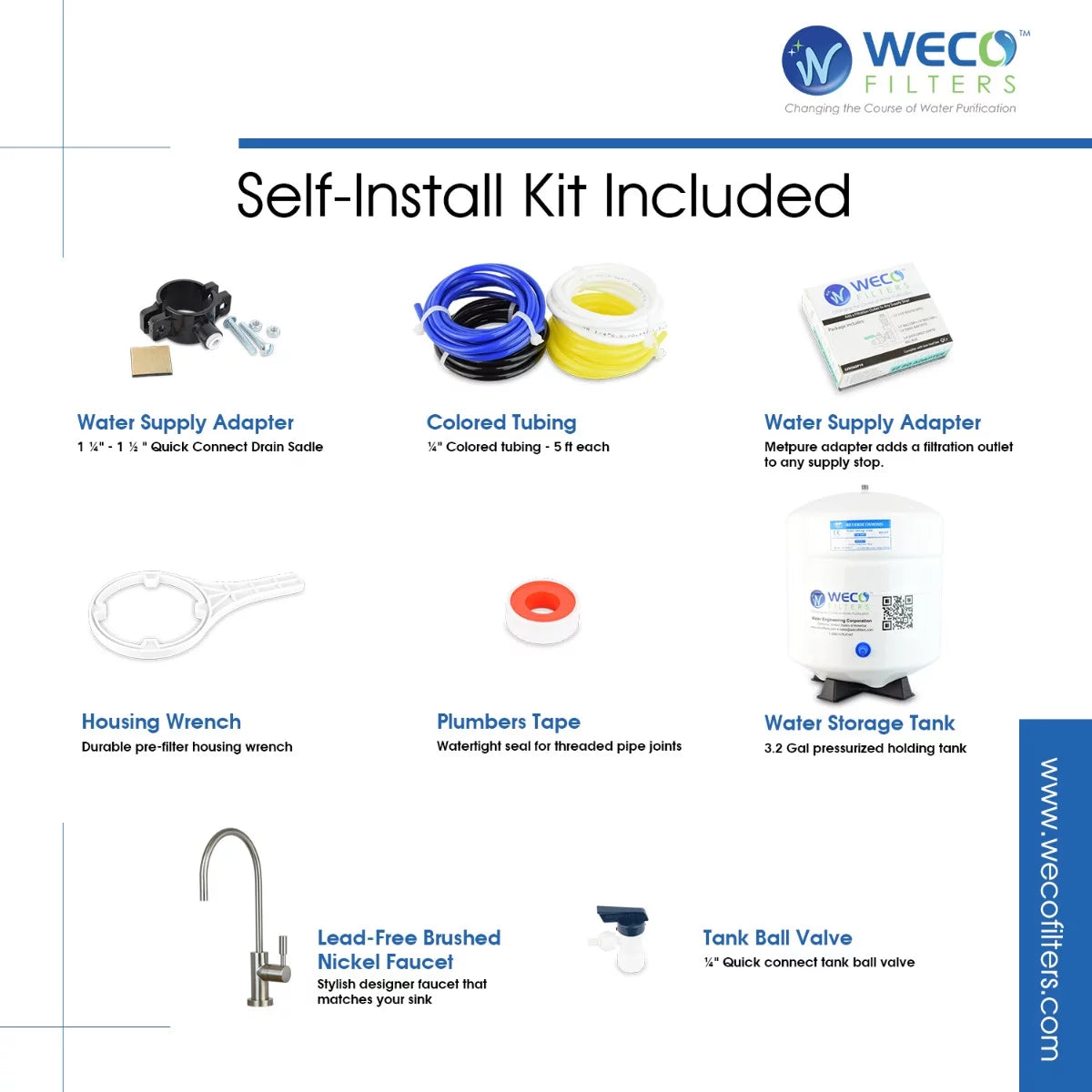 Weco vgro-36 high efficiency reverse osmosis drinking water filtration system