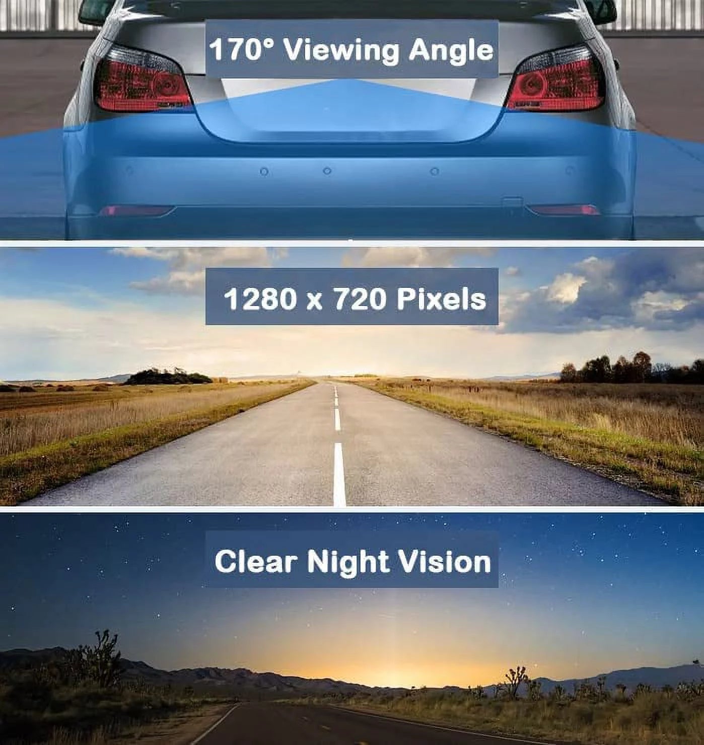 Cam106 backup camera license plate hd night vision rear view 170° angle waterproof compatible with alpine car radio