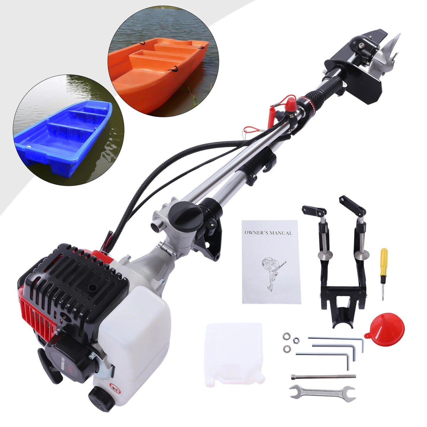 52cc 2.3 hp 2 stroke gas-powered outboard trolling motor boat engine long shaft