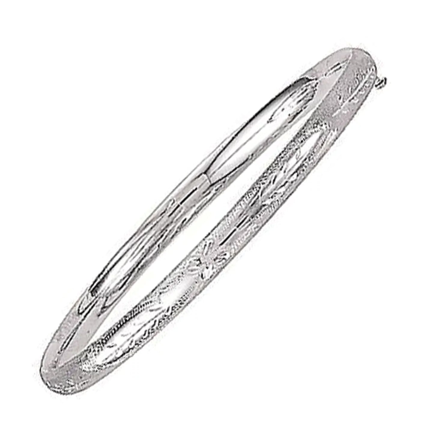 Ritastephens 925 sterling silver floral engrave hinged women bangle bracelet with chain