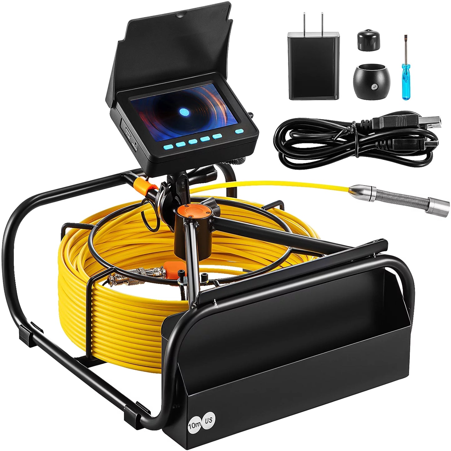 Skyshalo sewer camera 32.8ft cable pipeline inspection camera 4.3 in. tft lcd monitor pipe camera screen waterproof ip68 duct inspection camera with 6pcs leds 8500mah lithium battery, dvr function 10m