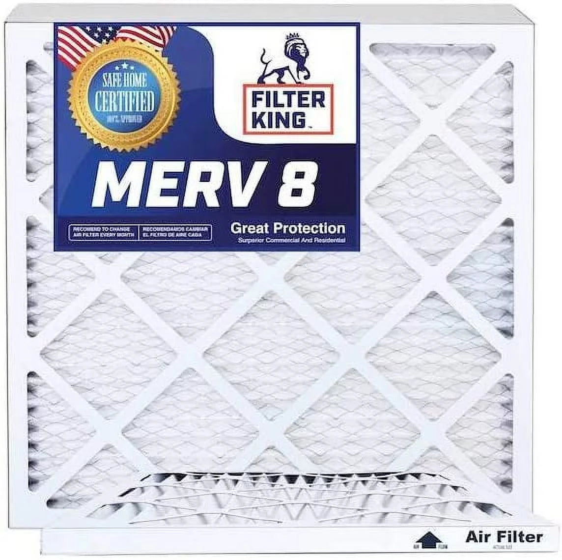 17.5x22x1 air filters | 2 pack | merv 8 hvac pleated ac furnace filters, increases air quality | actual size 17.5x22x.75