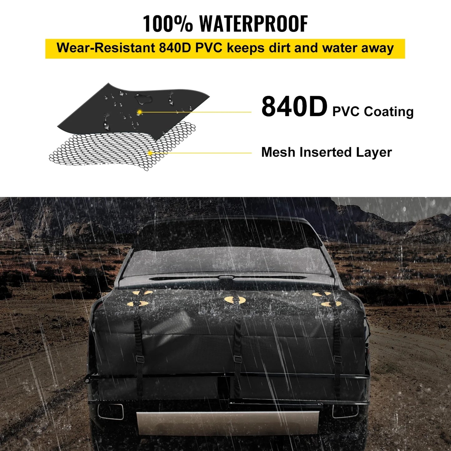 Bentism hitch cargo carrier bag, waterproof 840d pvc, 48"x20"x22" (12 cubic feet), heavy duty cargo bag for hitch carrier with reinforced straps, fits car truck suv vans hitch basket