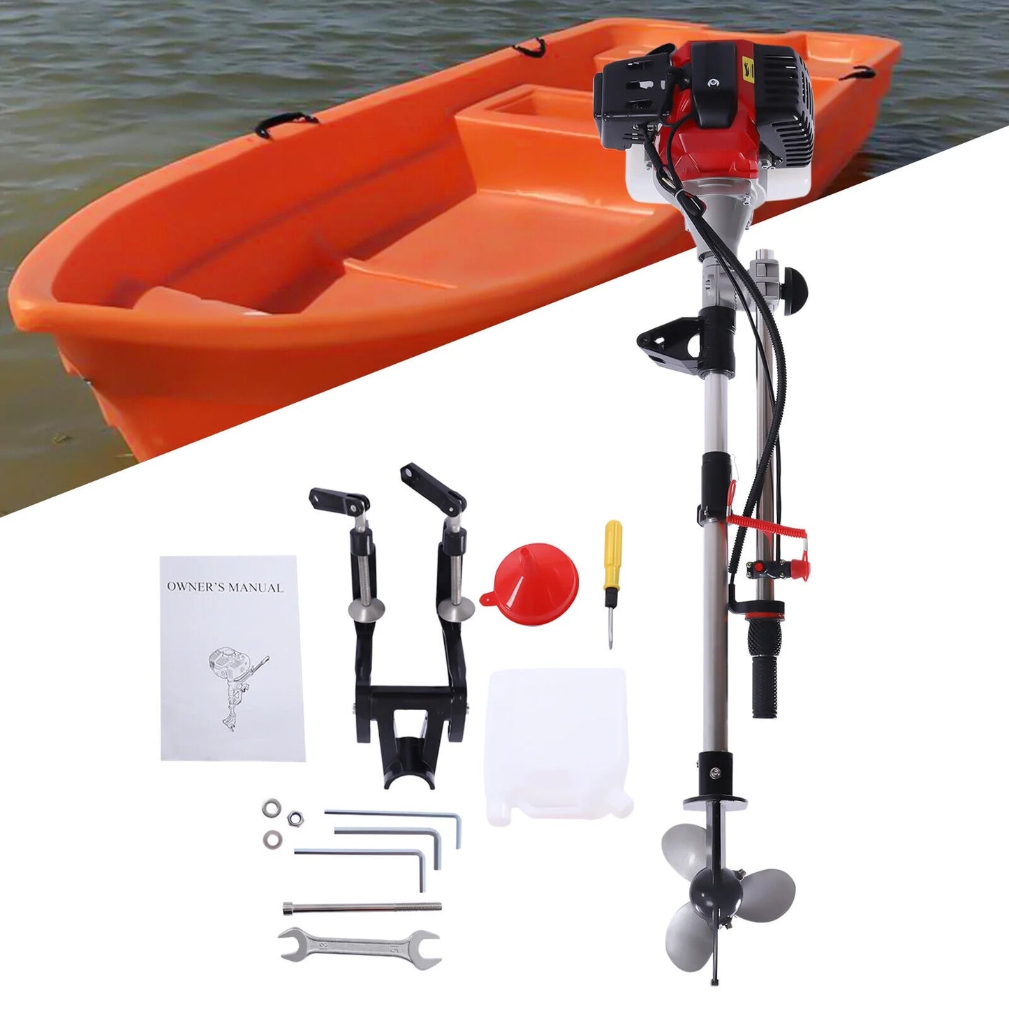 52cc 2.3 hp 2 stroke gas-powered outboard trolling motor boat engine long shaft