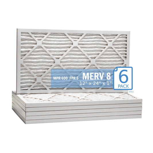 12x24x1 , purolator hi-e 40 extended surface pleated air filter, mechanical merv 8, (6 pack)