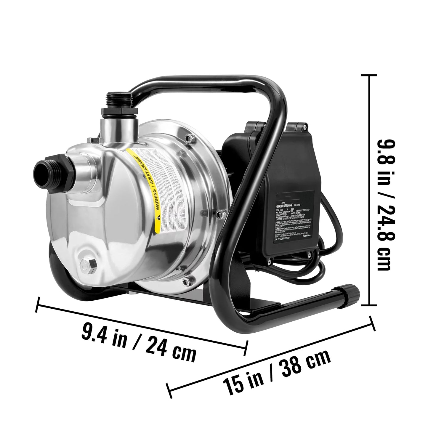 Bentismshallowwell pump, 1.5 hp 115v, 1200 gph 164 ft height, 87 psi max pressure, portable stainless steel sprinkler booster jet pumps for garden lawn irrigation system, lake fountain, watertransfer