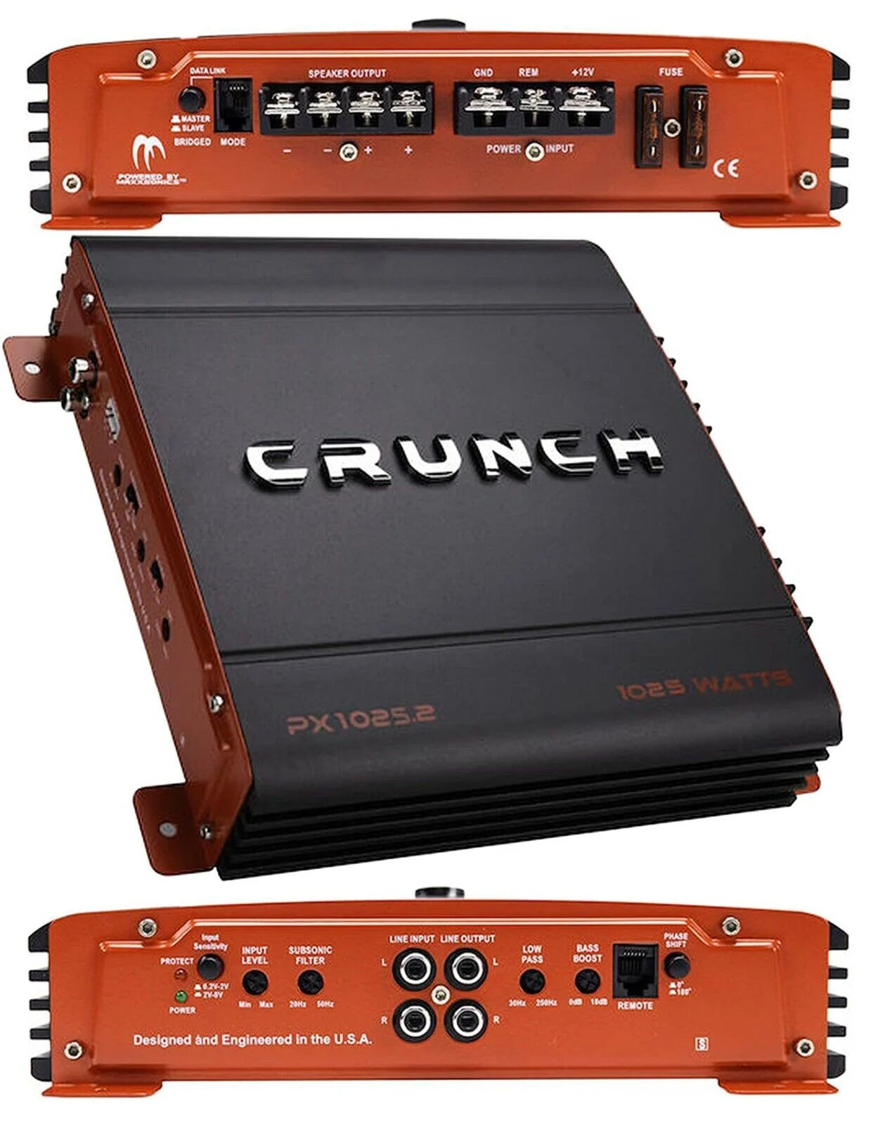 Band new crunch px-1025.2 1000w power x 2 ch class-ab car audio stereo amplifier bundle