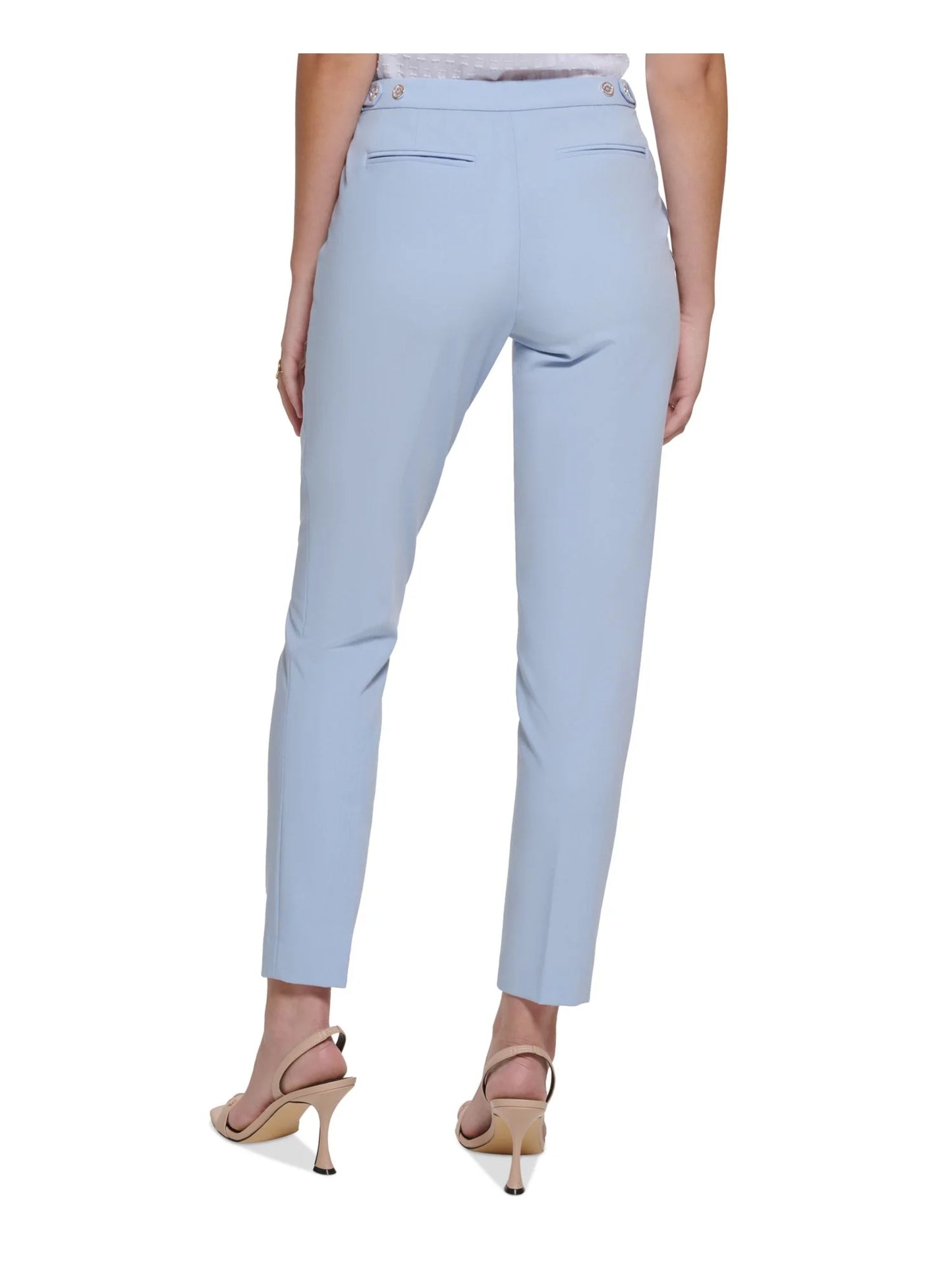 Calvin klein womens light blue zippered pocketed ankle wear to work skinny pants petites 6p