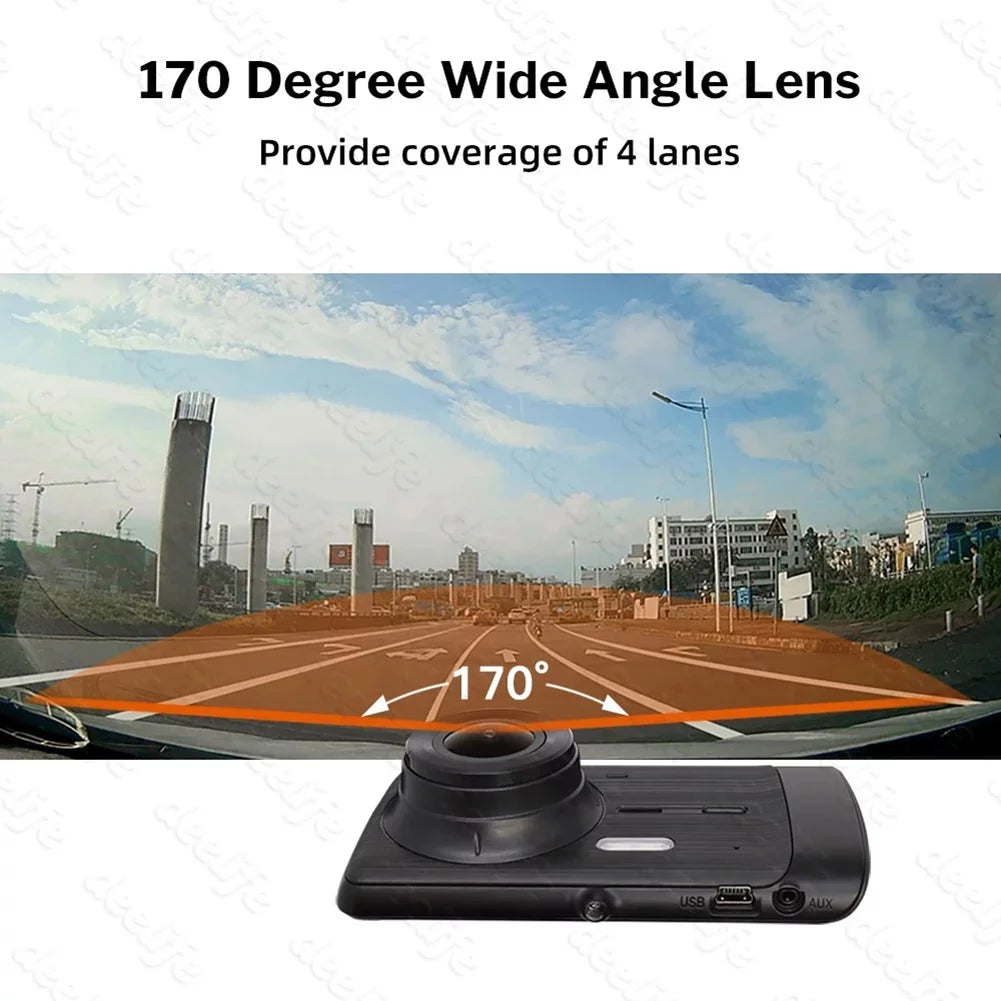 Car 4-inch driving recorder dual camera hd 1080p night vision dvr reversing image