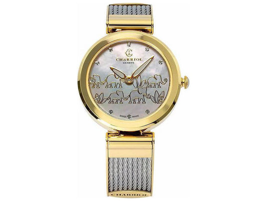 Charriol forever elephant white mother of pearl dial ladies watch