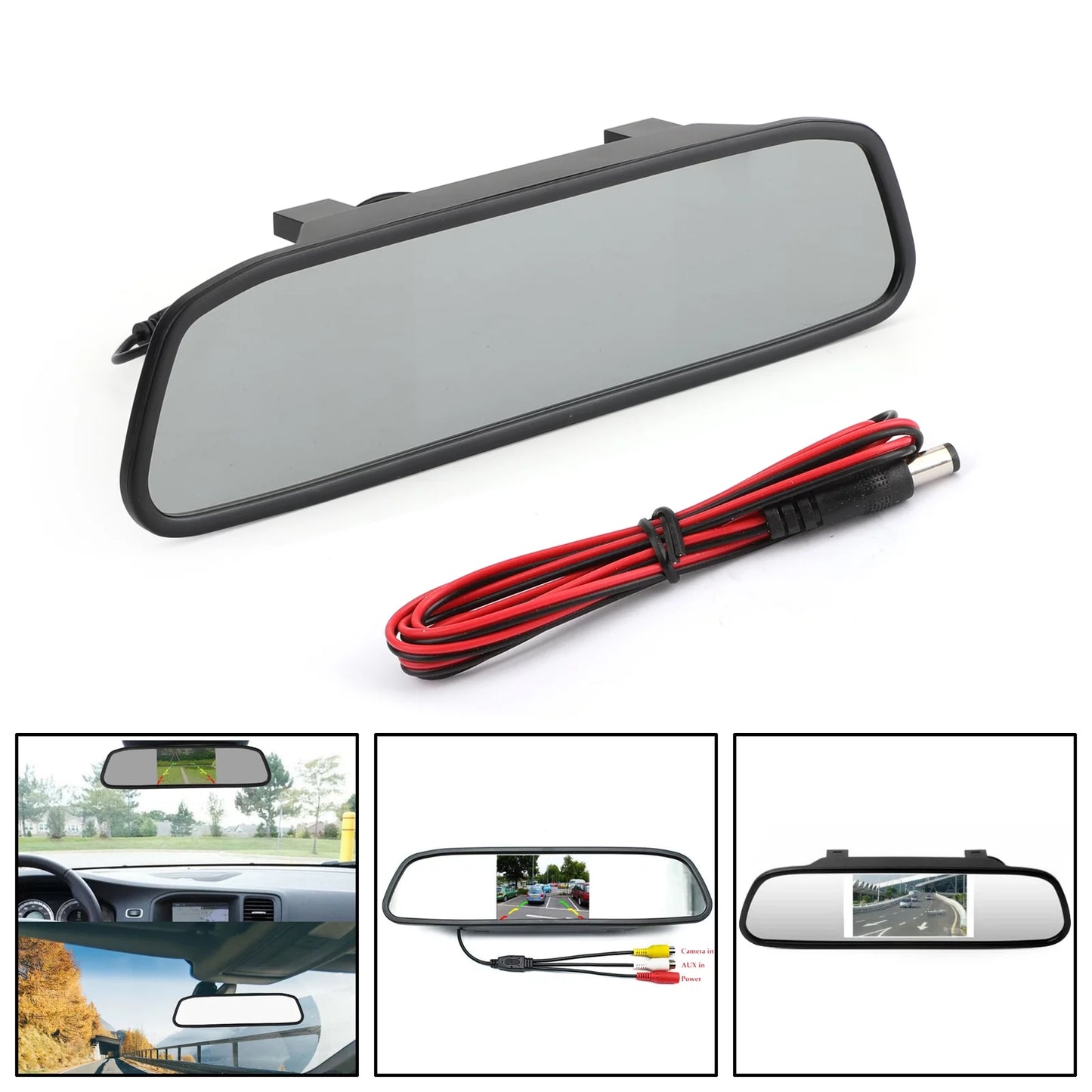 8 led reverse parking camera + 4.3" car mirror monitor kit vehicle system