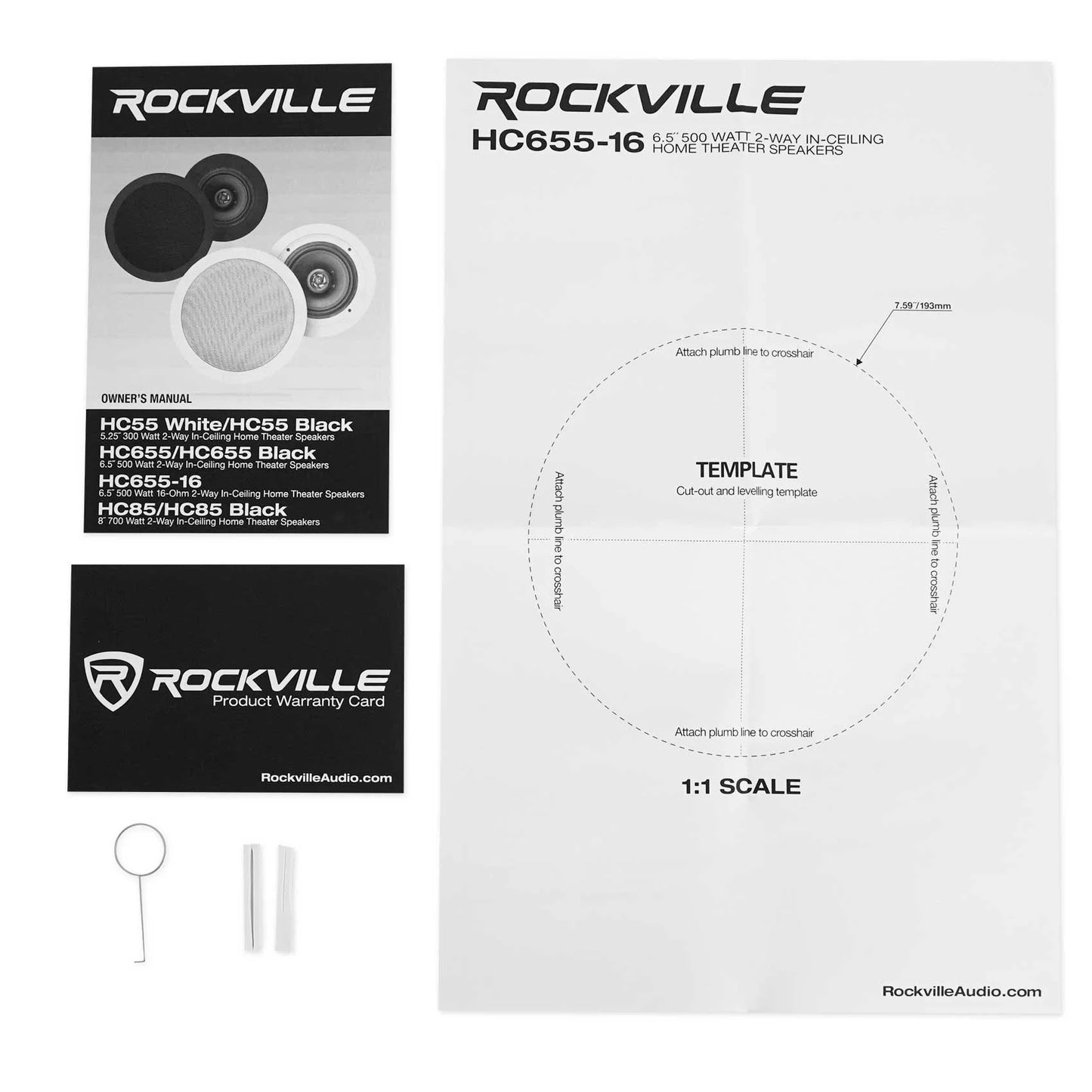 Rockville led tube amp/home theater receiver+(8) 6.5" white ceiling speakers