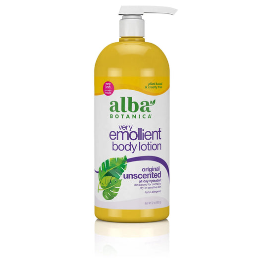 Alba botanica very emollient body lotion, unscented original, 32 oz