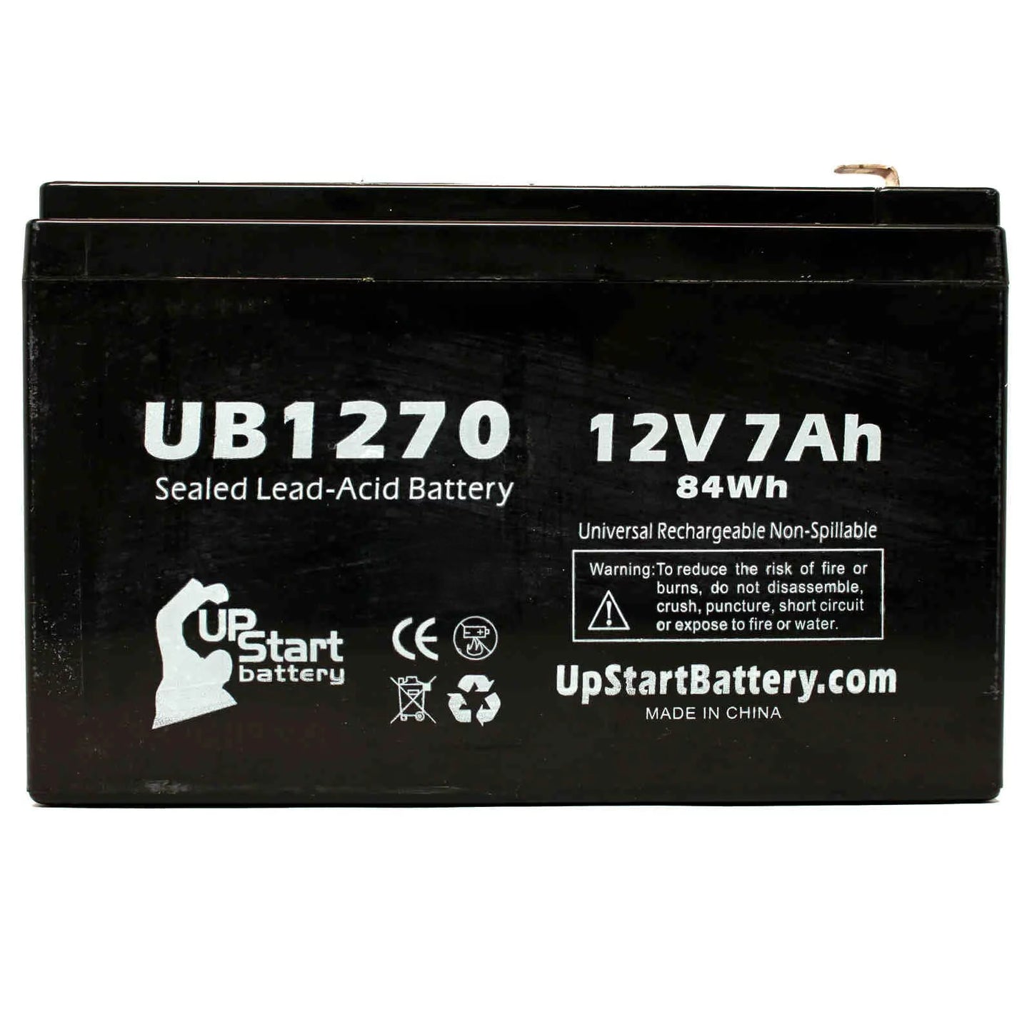 2x pack - compatible upsonic pcm200vr battery - replacement ub1270 universal sealed lead acid battery (12v, 7ah, 7000mah, f1 terminal, agm, sla) - includes 4 f1 to f2 terminal adapters