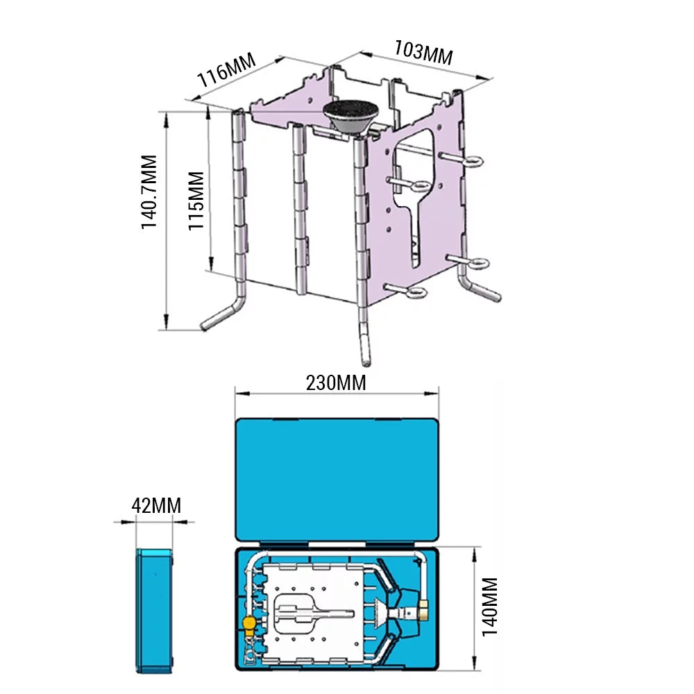 Apexeon collapsible wood stove with carrying case - ideal for backpacking, picnics, and outdoor cooking