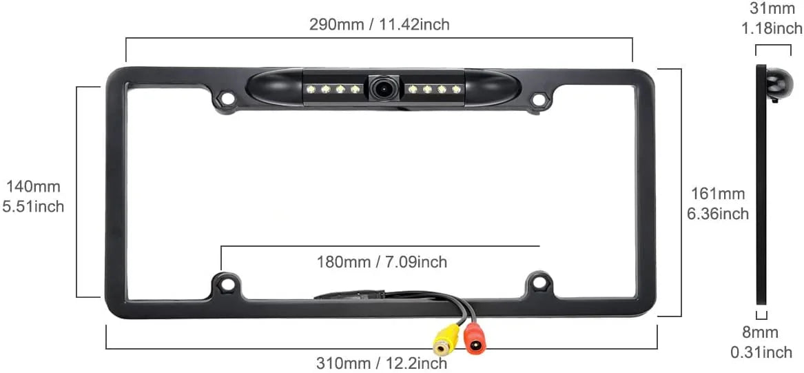 Backup camera rearview license plate frame for jvc kwv120bt kw-v120bt black