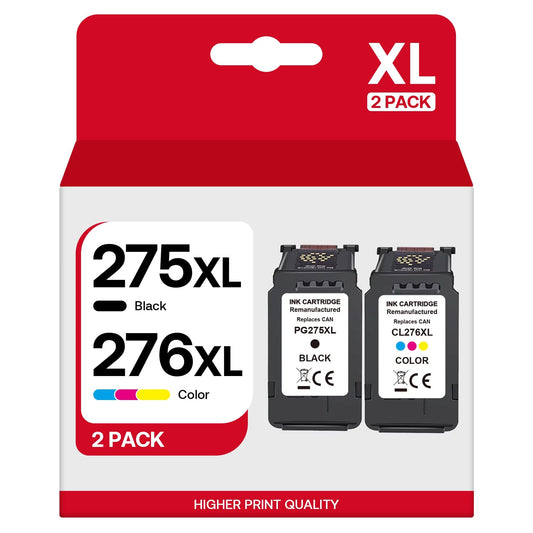 275xl 276xl ink cartridge combo pack compatible for canon pg-275 cl-276 275 276 xl multi value pack replacement for canon pixma ts3520 ts3522 ts3500 tr4720 tr4722 tr4700 printers (1 black, 1 color)