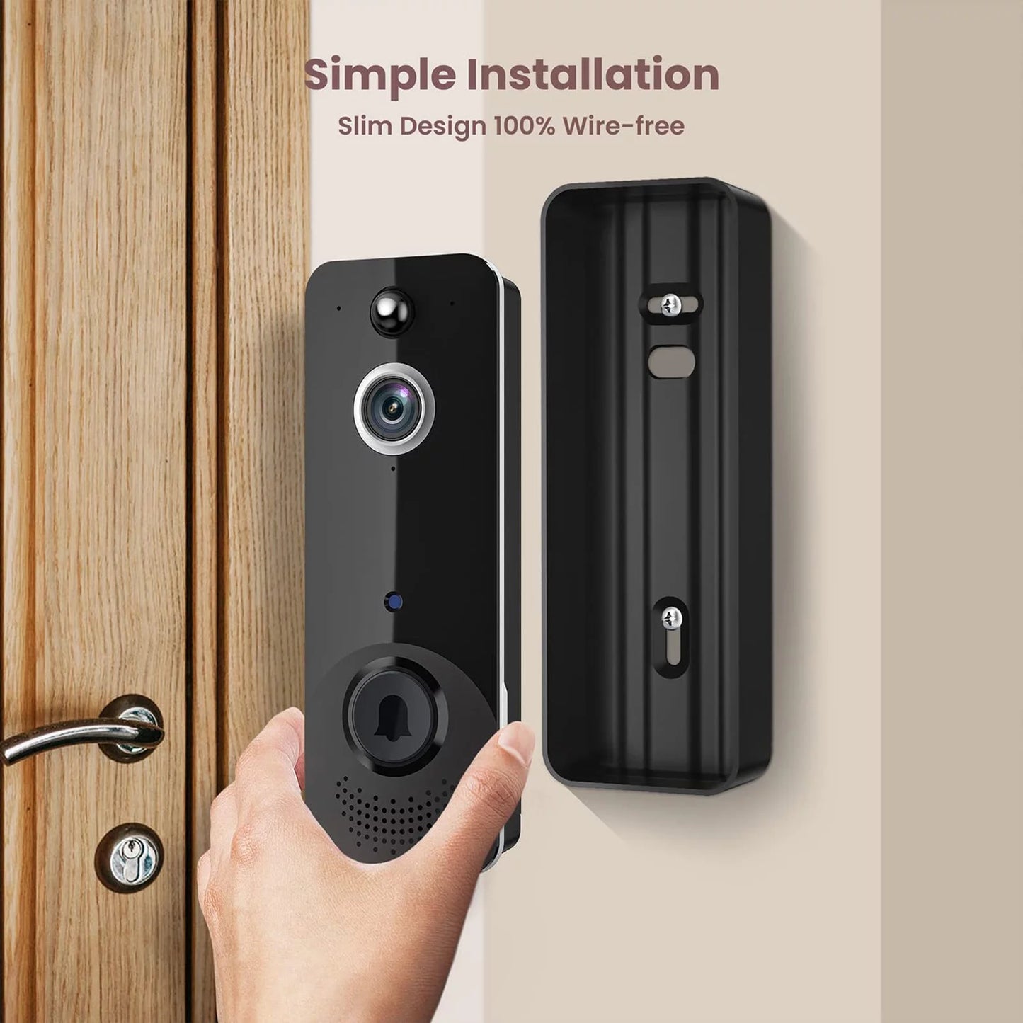 Smart home hub doorbell camera wireless wifi video doorbell with chime 2 way audio human and motion detection night cloud storage real time alert for home