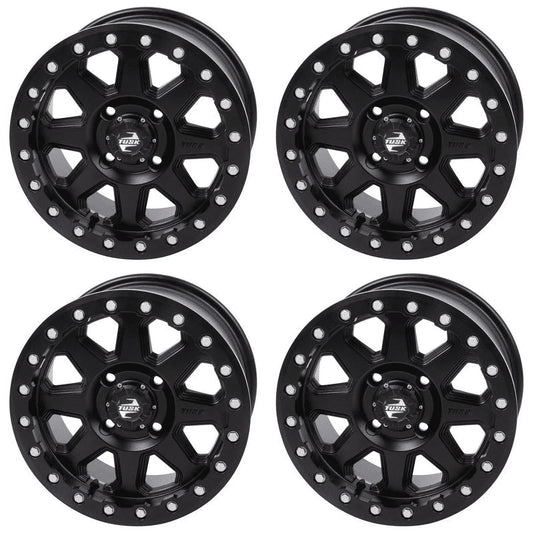 (4 pack) 4/137 tusk uinta beadlock wheel 15x7 6.0 + 1.0 matte black for can-am defender hd10 pro xt 2020-2023