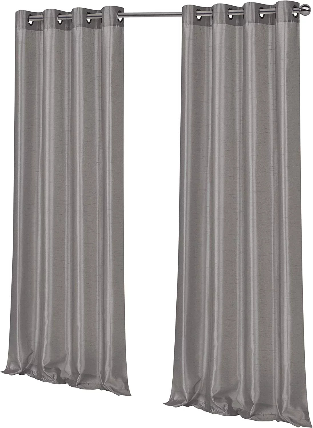 2 pack: regal home collections ultra luxurious semi sheer shimmer grommet top curtain panels - silver/gray