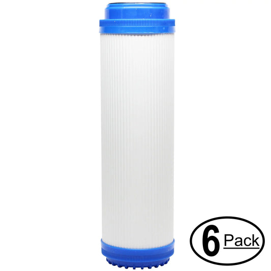 6-pack replacement for maxwater 101089 granular activated carbon filter - universal 10-inch cartridge for maxwater 10 stage alkaline reverse osmosis system - denali pure brand