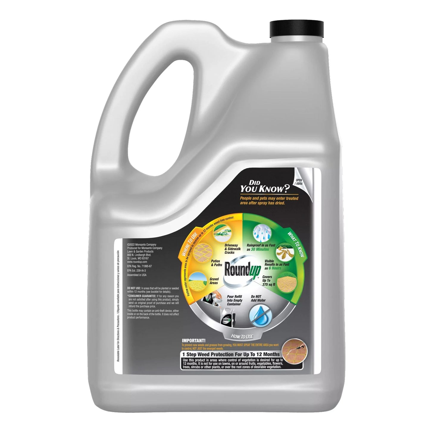 Roundup dual action 365 weed & grass killer plus 12 month preventer refill, 1.25 gal.