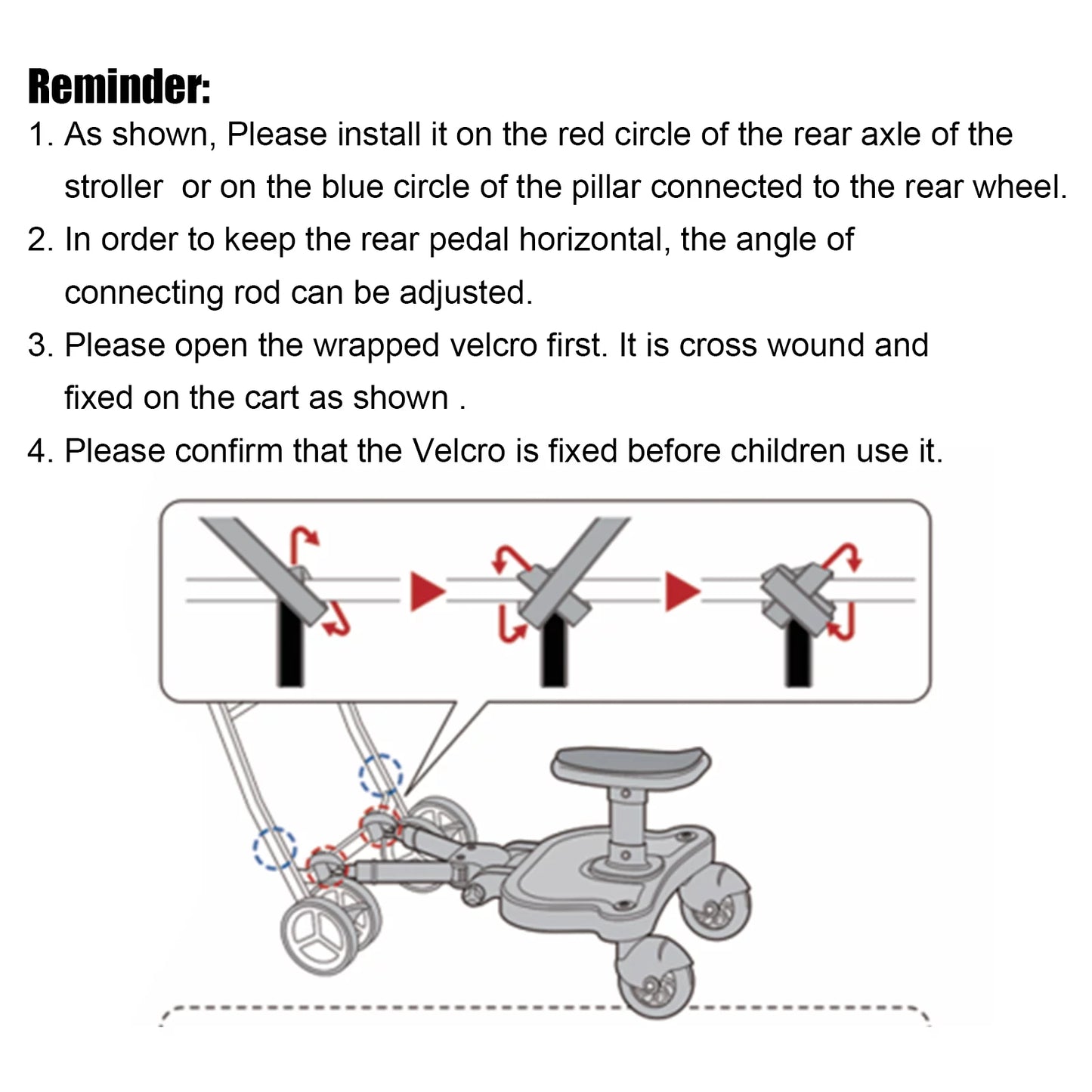 Universal stroller board 2 in 1 stroller ride board buggy wheeled board seat pedal buggy board with seat auxiliary pedal adapter pushchair connector anti-slip 25kg eco-friendly pp