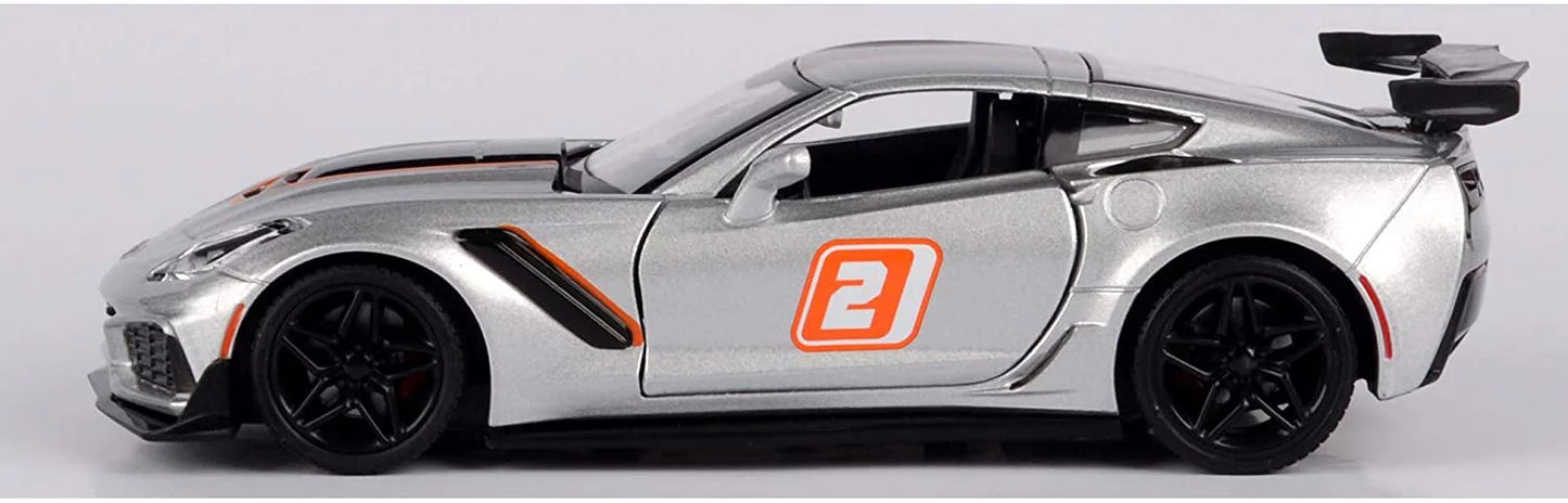 2019 chevy corvette zr1 #2, silver - motor max 73785sv - 1/24 scale diecast model toy car