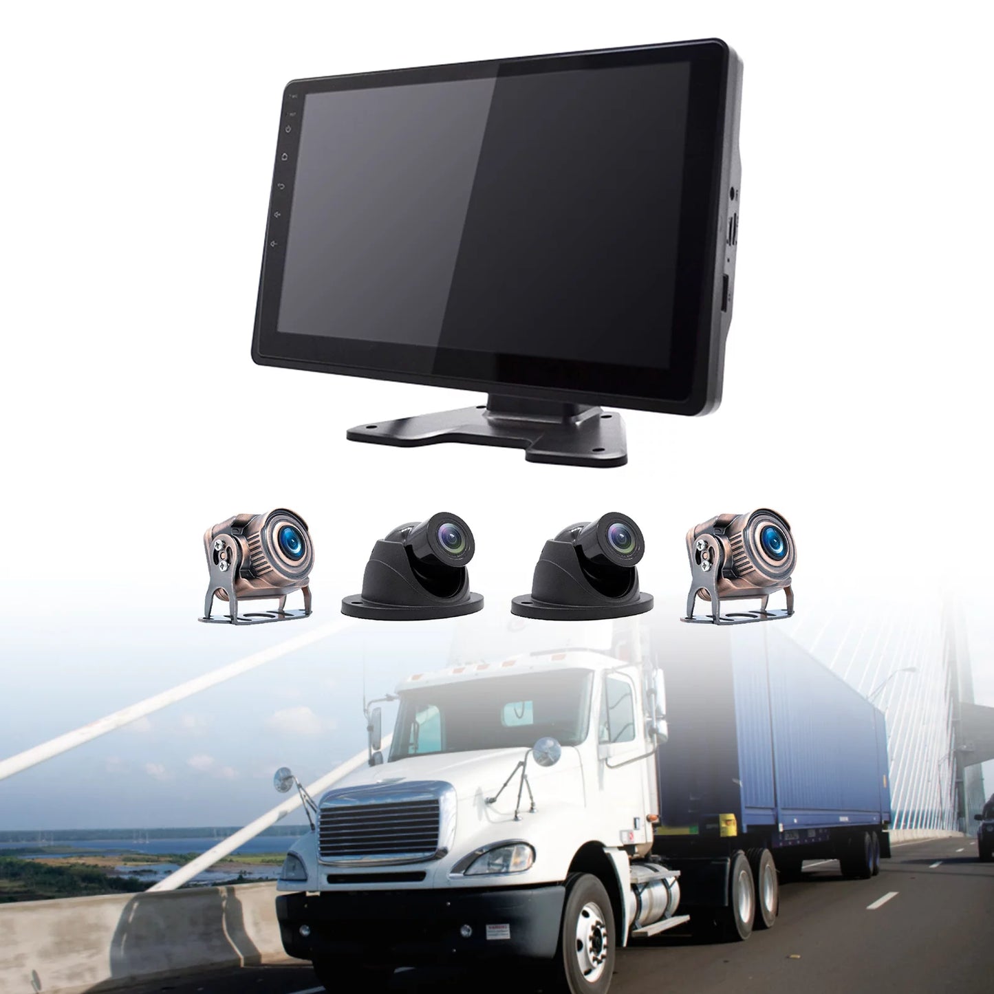 10.1"monitor dvr driving video recorder touch screen gps for rv truck bus camera b