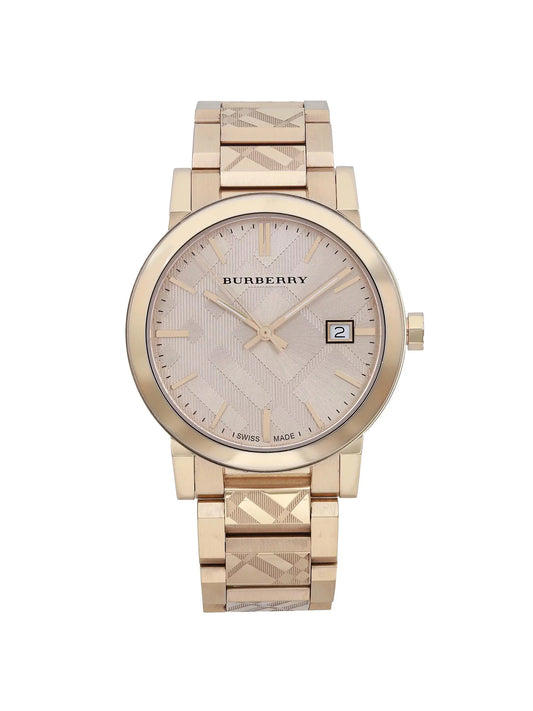 Burberry the city gold ion plated steel gold dial quartz unisex watch bu9038