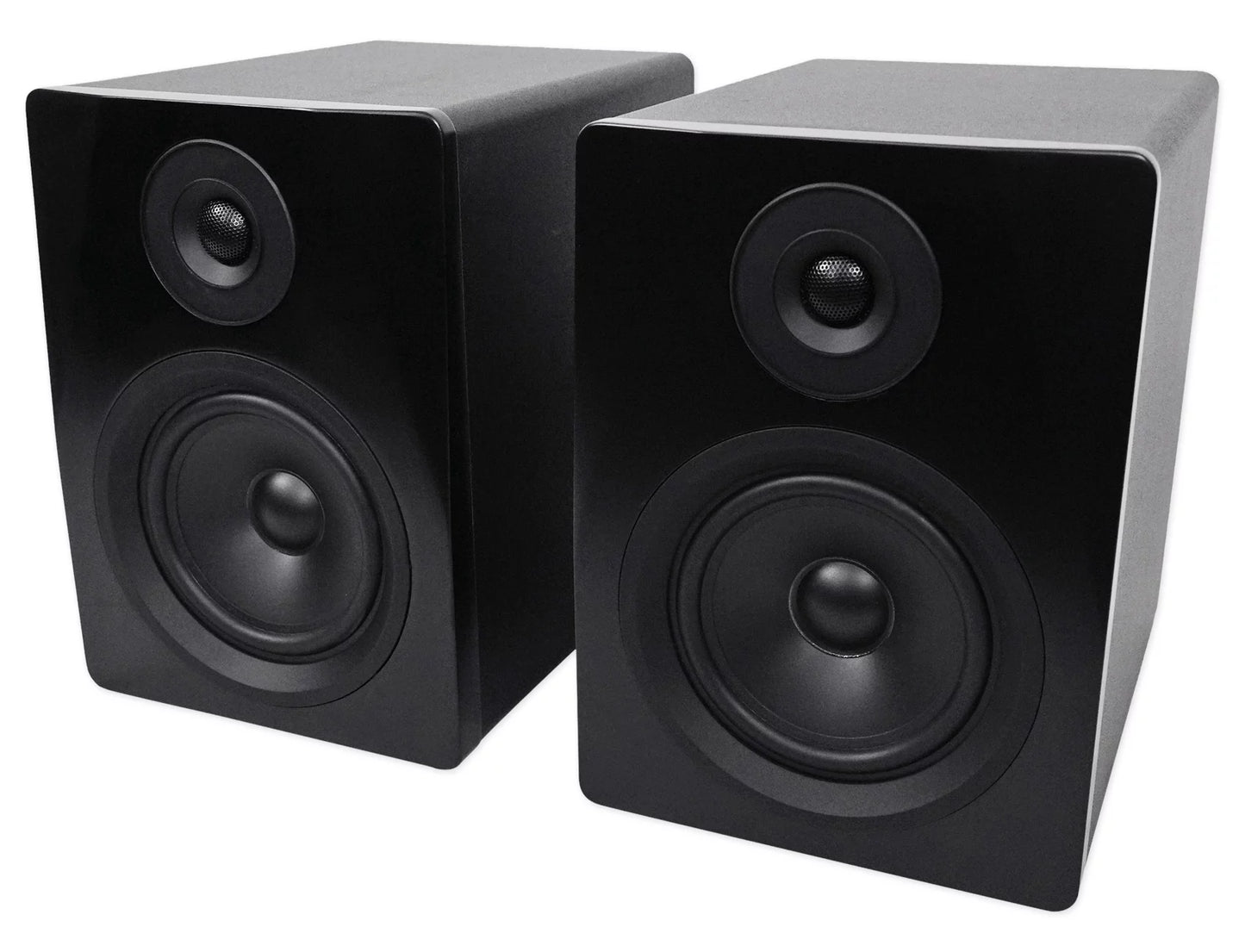 2 rockville apm5b 5.25" usb studio monitor speakers+36" dark wood premium stands