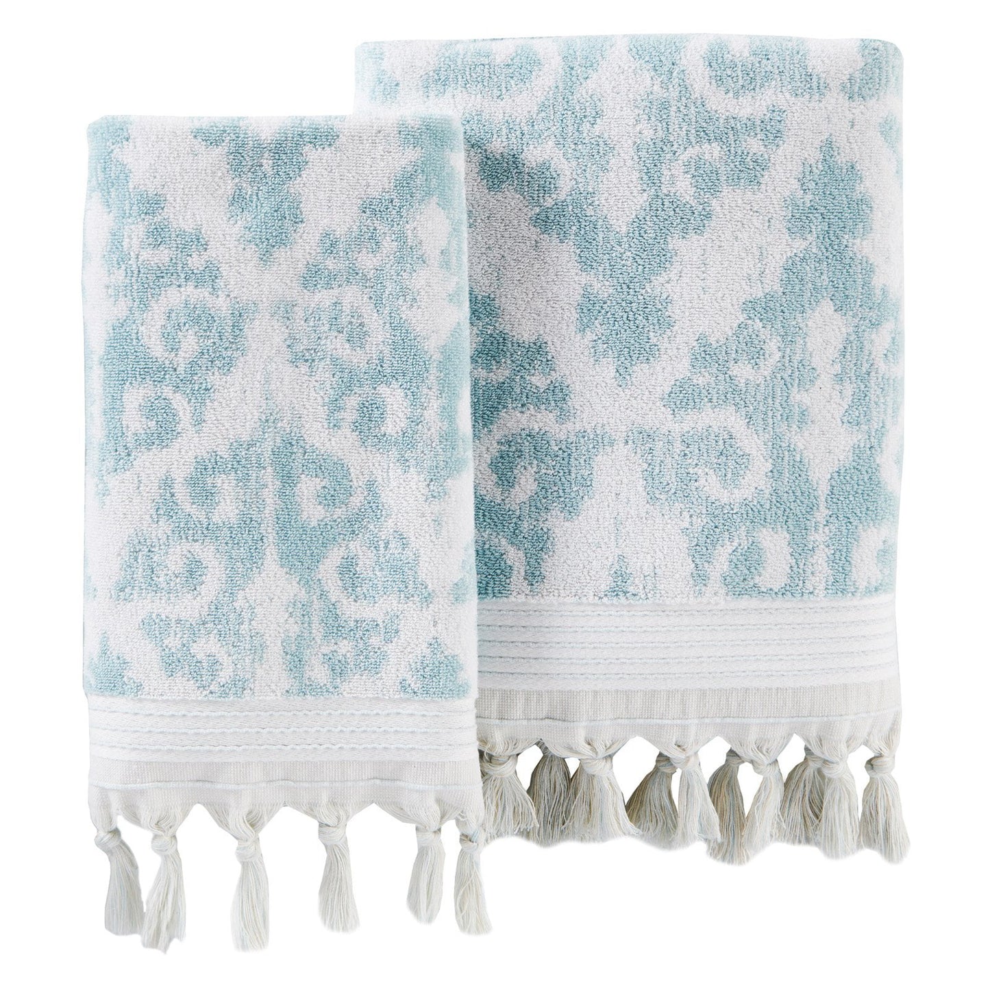 Skl home mirage fringe hand towel (2-pack), taupe, 16" x 26"