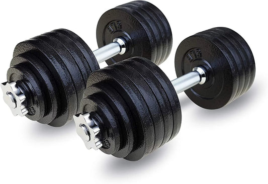 Adjustable weight cast iron dumbbells set 105lbs