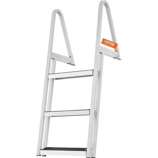 Vevor removable 3-step dock ladder - 350 lbs capacity, aluminum alloy with 4'' wide nonslip steps, simple installation for boats, lakes, pools & marine access