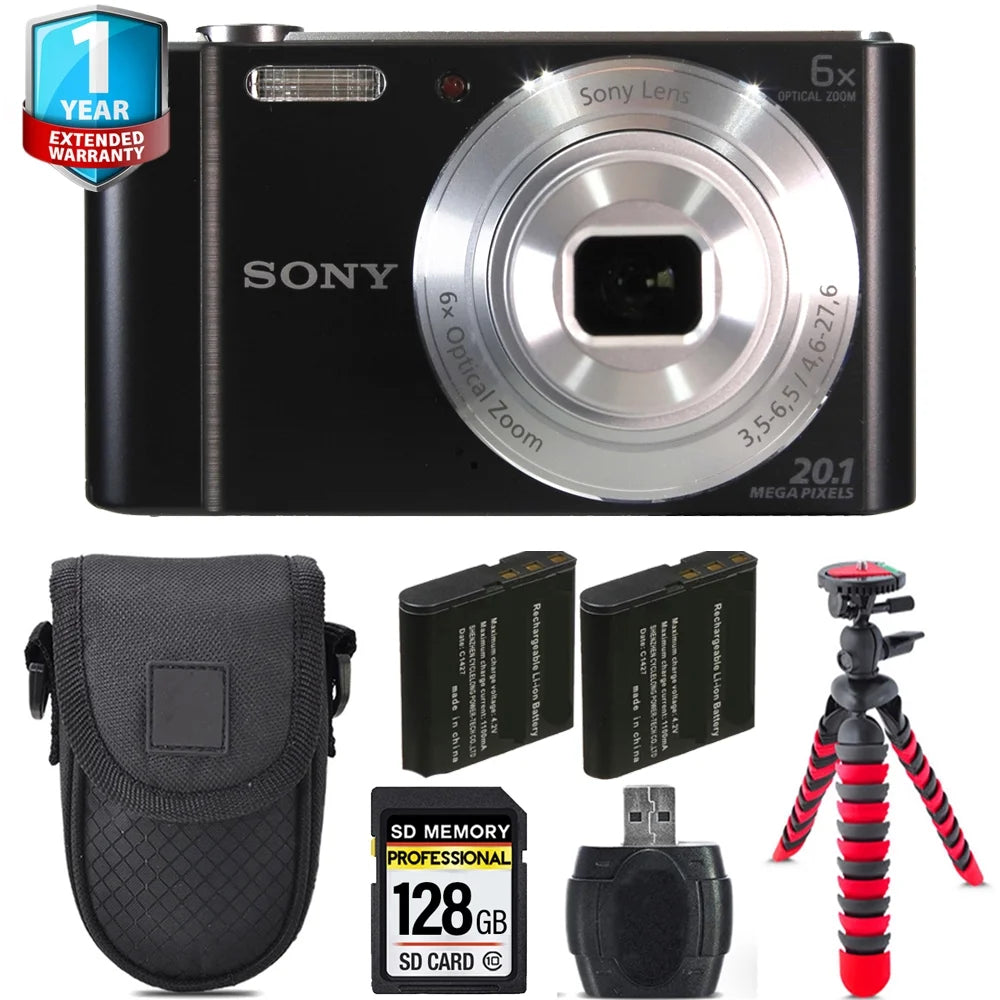 Sony cyber-shot dsc-w810 digital camera + extra battery +1 yr warranty + case -128gb