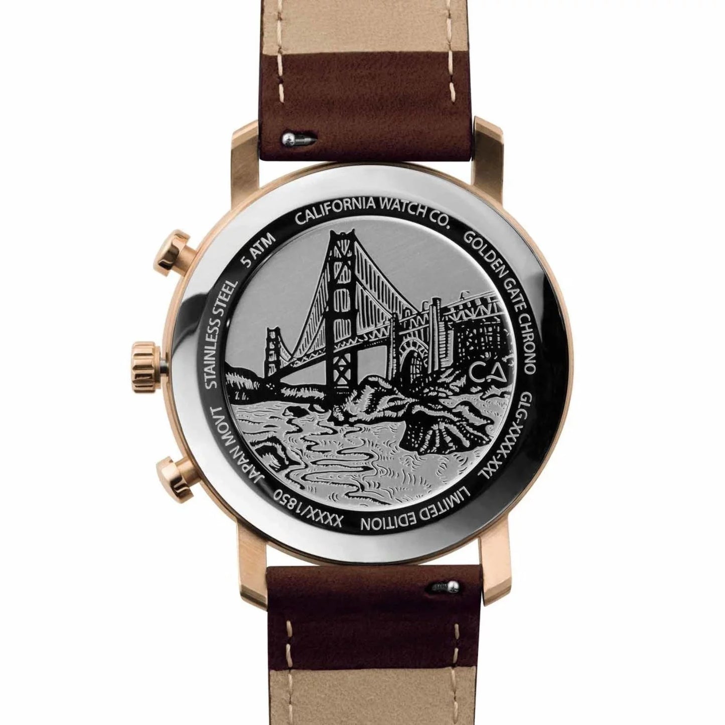 California watch co. golden gate chrono leather rose gold white